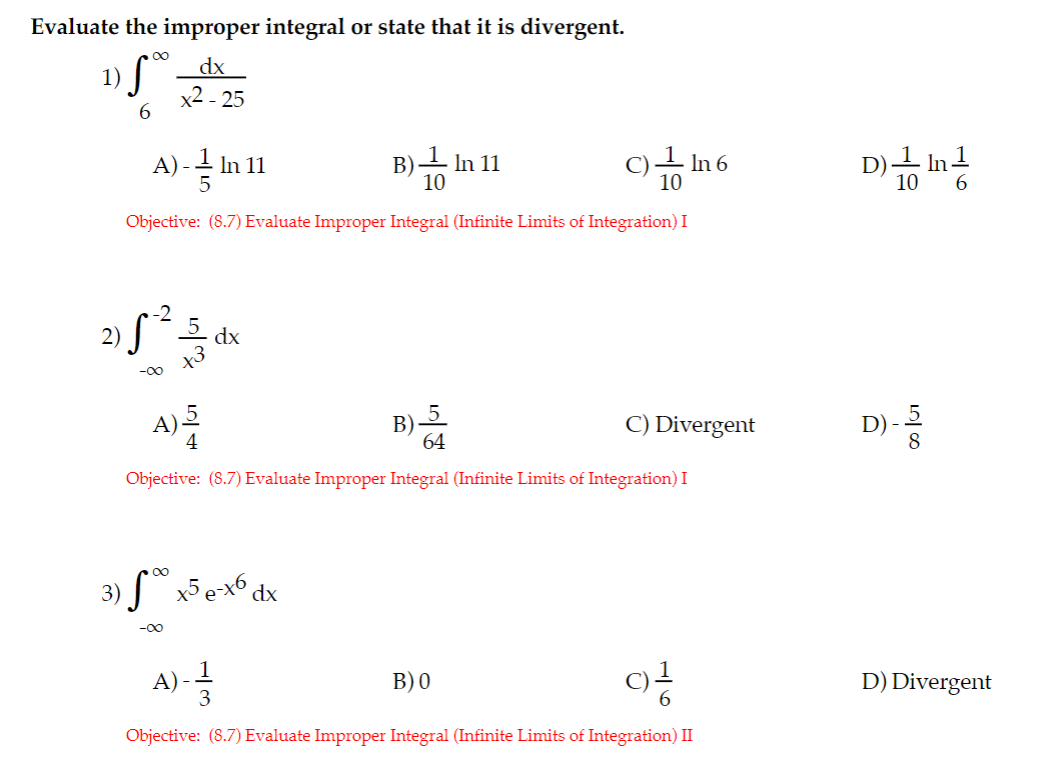 Solved Evaluate The Improper Integral Or State That It Is | Chegg.com