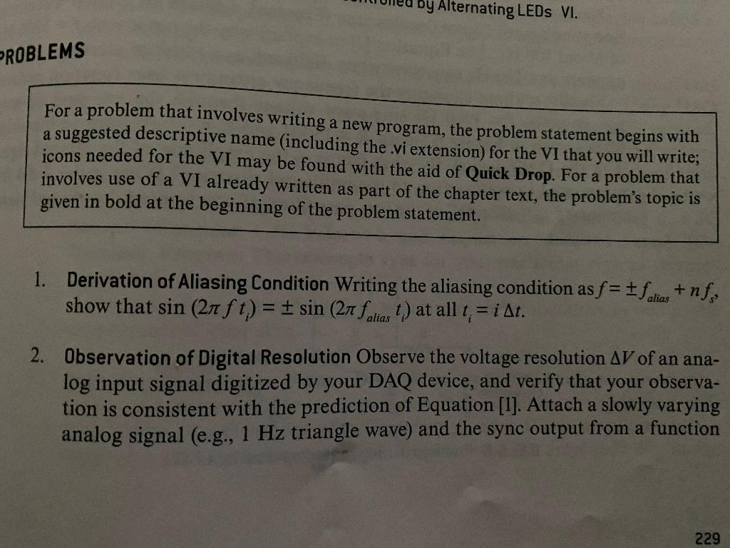 LabView LABVIEW 5.1 Derivation of Aliasing | Chegg.com