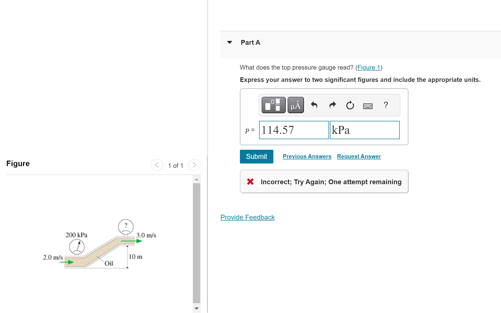 Solved What does the top pressure gauge read? (Figure 1)