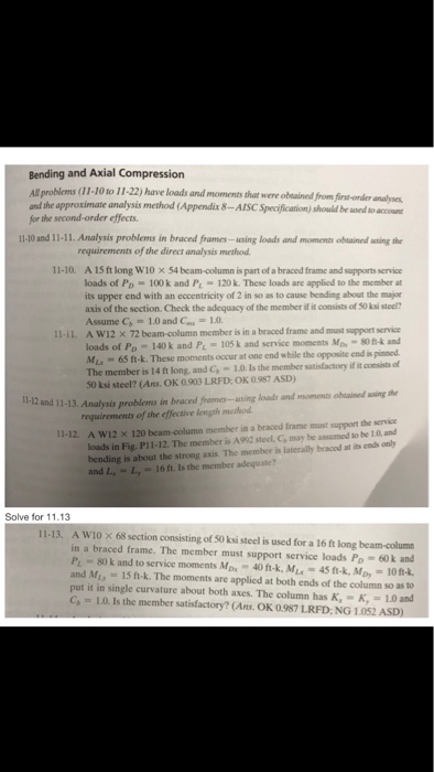 Solved Bending and Axial Compression All problems (11-10 to | Chegg.com