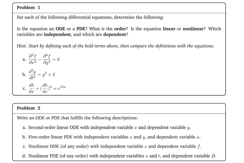 Solved For each of the following differential equations, | Chegg.com