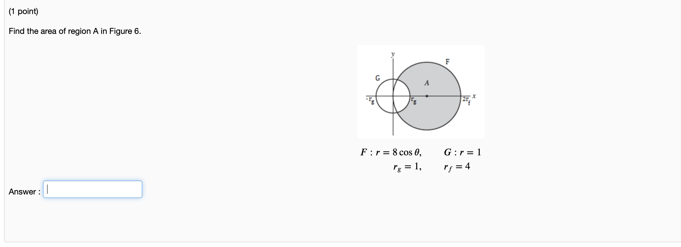 Solved (1 point) Find the area of region A in Figure 6. F G | Chegg.com