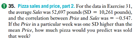 Solved 35. Pizza sales and price, part 2. For the data in | Chegg.com