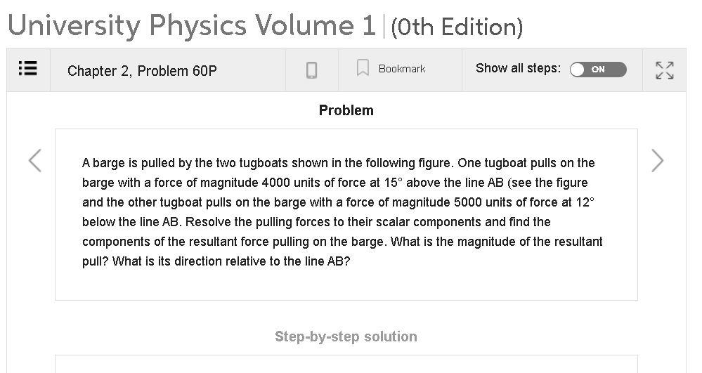 Solved University Physics Volume 1 (Oth Edition) Chapter 2, | Chegg.com