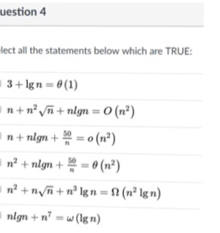 Solved Question 7 Select all the statements below which are | Chegg.com