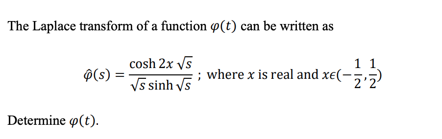 Solved The Laplace Transform Of A Function Y T Can Be Wr Chegg Com