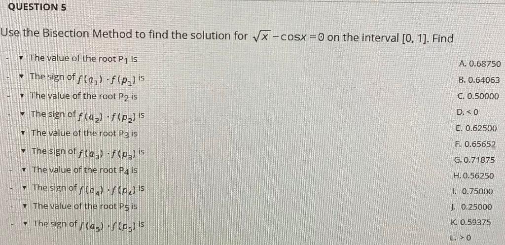 Solved QUESTION 5 Use The Bisection Method To Find The | Chegg.com