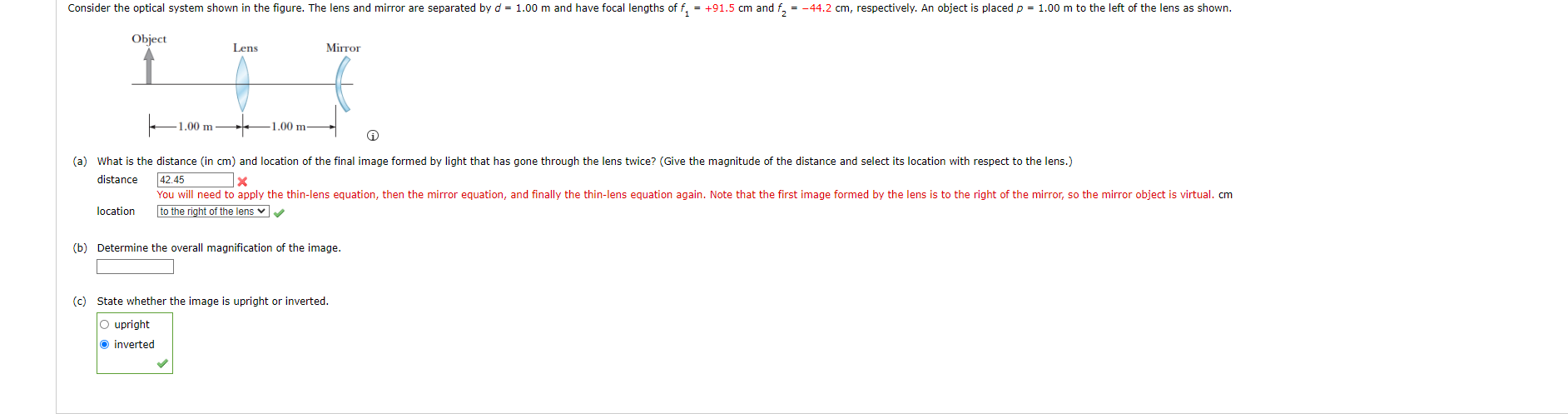 Solved Consider the optical system shown in the figure. The | Chegg.com