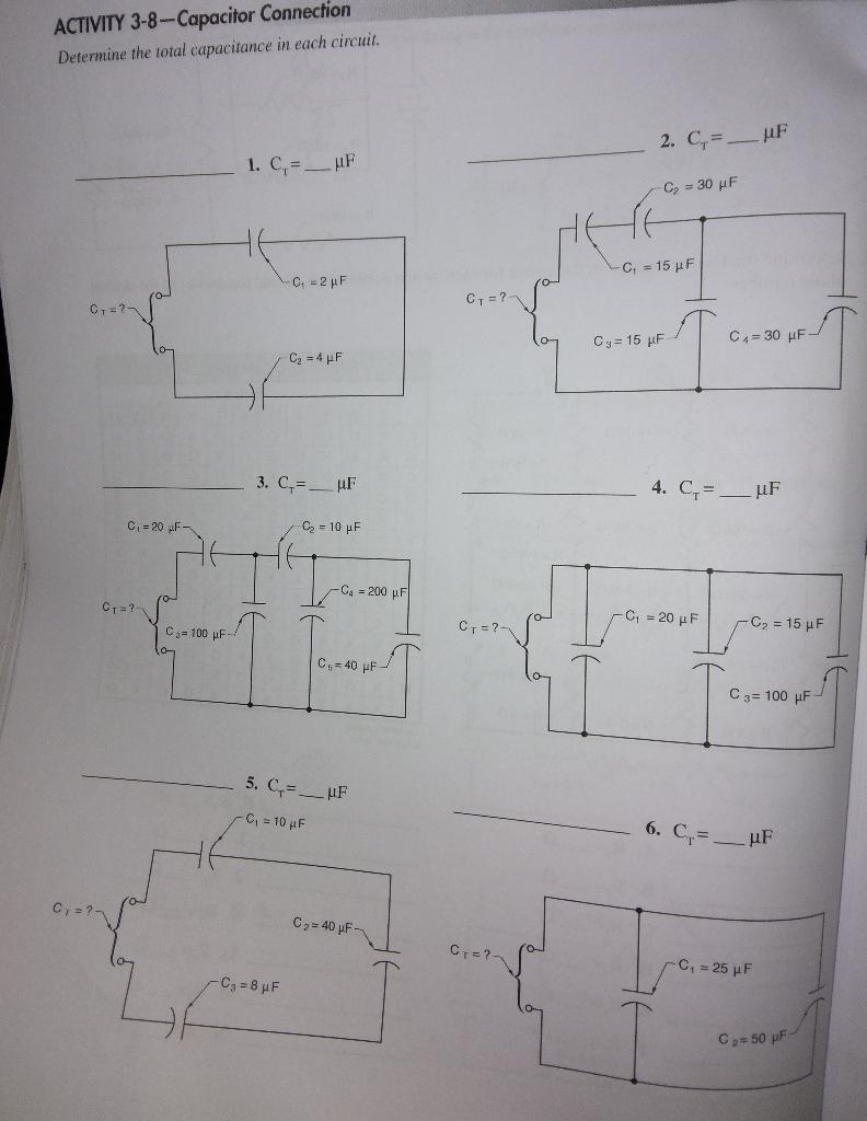 Solved ACTIVITY 3-8-Capacitor Connection Determine the total | Chegg.com