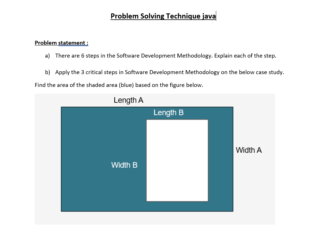 Problem statement:
a) There are 6 steps in the Software Development Methodology. Explain each of the step.
b) Apply the 3 cri