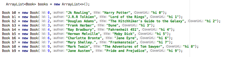 Solved In java how to use a for loop to add the book objects | Chegg.com