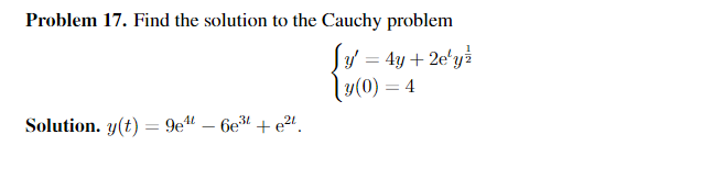 Solved Problem 17. Find the solution to the Cauchy problem | Chegg.com