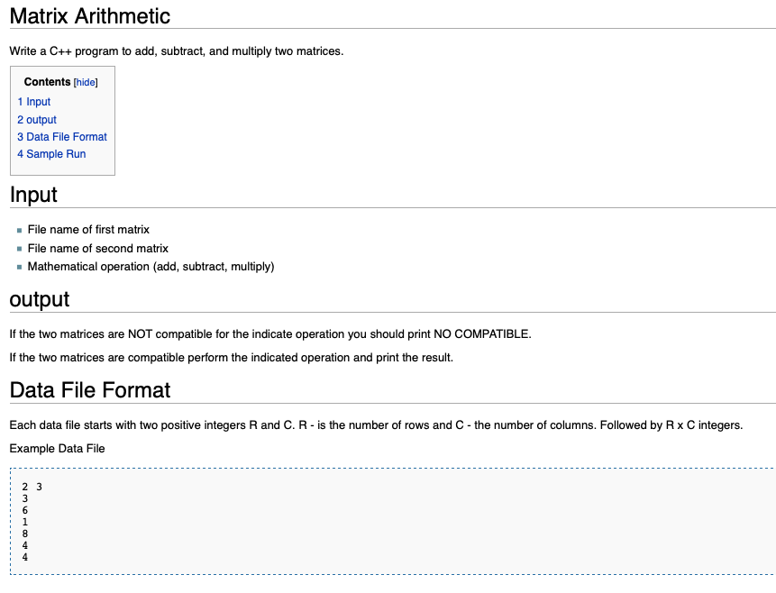 Solved Matrix Arithmetic Write a C++ program to add, | Chegg.com