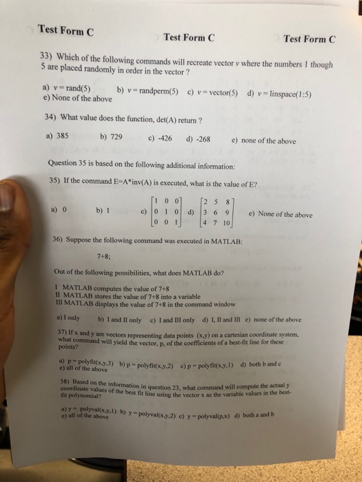 Test Form C Test FormC Test Form C 33) Which of the | Chegg.com