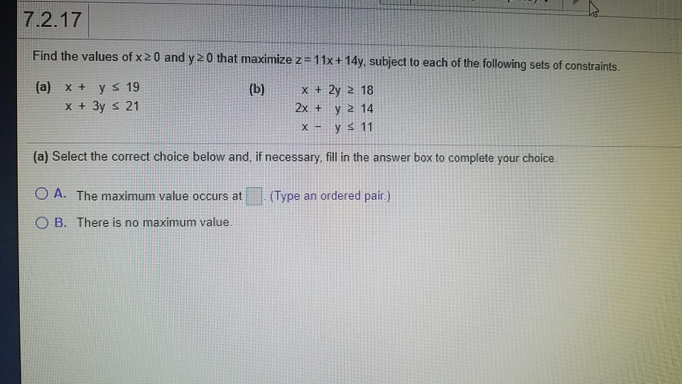 Solved 7.2.17 Find the values of x 20 and y 20 that maximize | Chegg.com