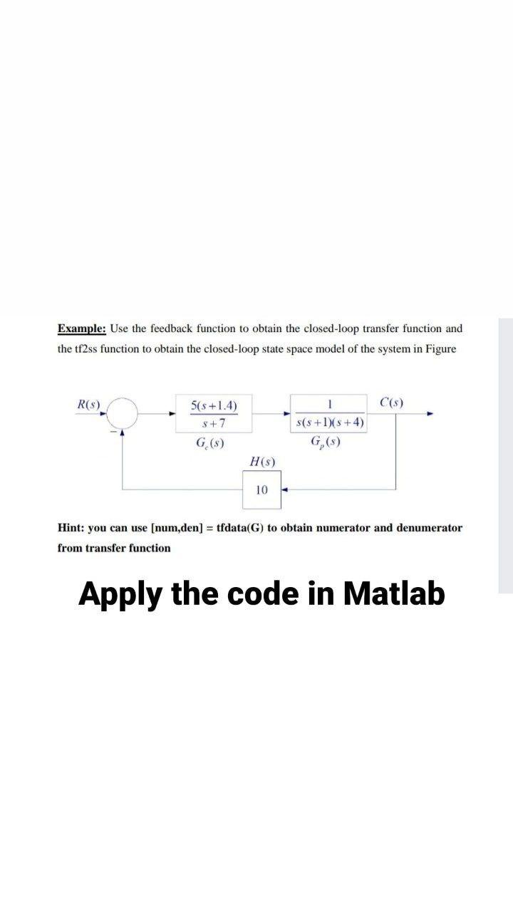 Solved Example: Use the feedback function to obtain the | Chegg.com