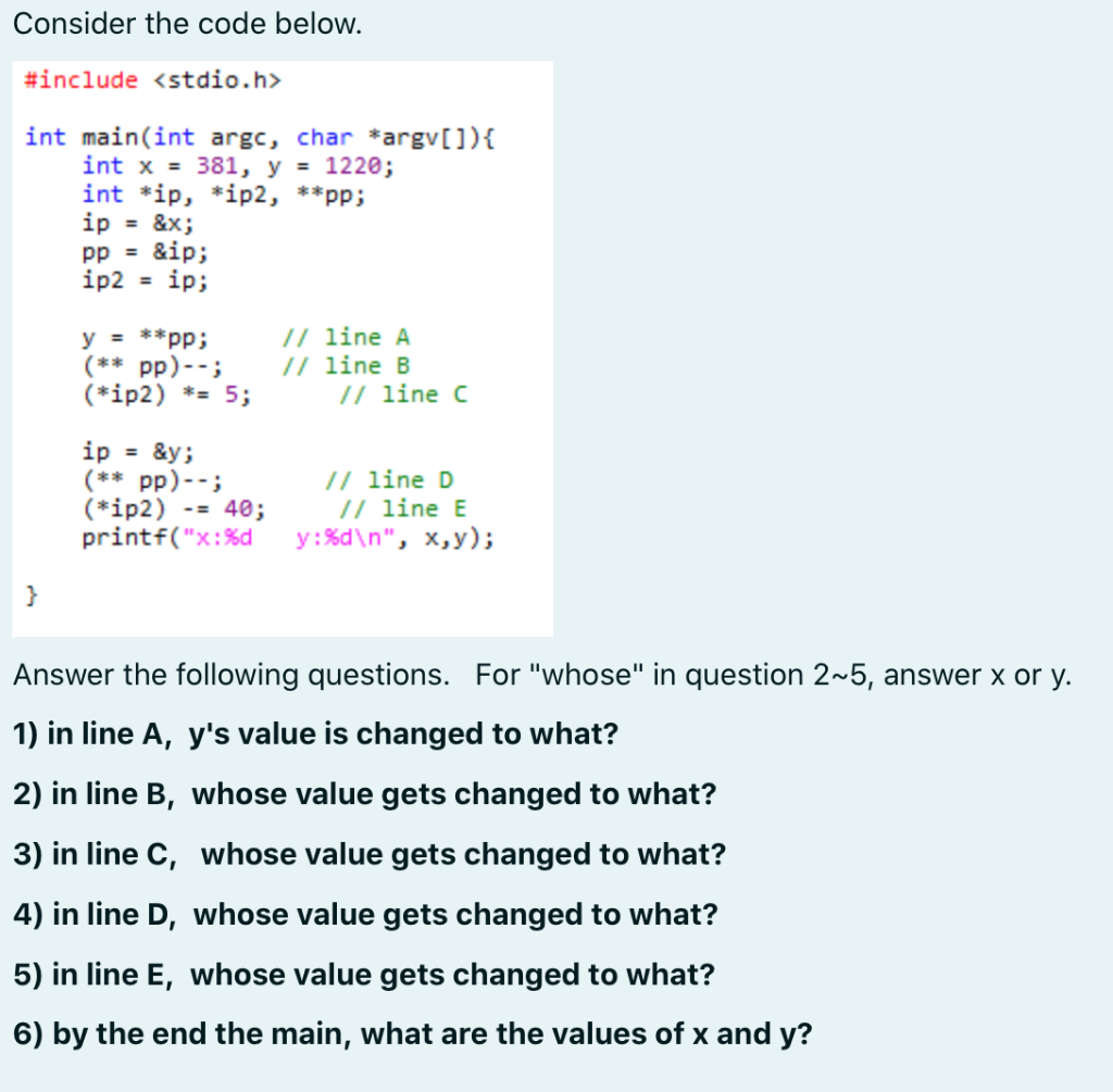 Solved Consider The Following C Code Snippet Below. | Chegg.com