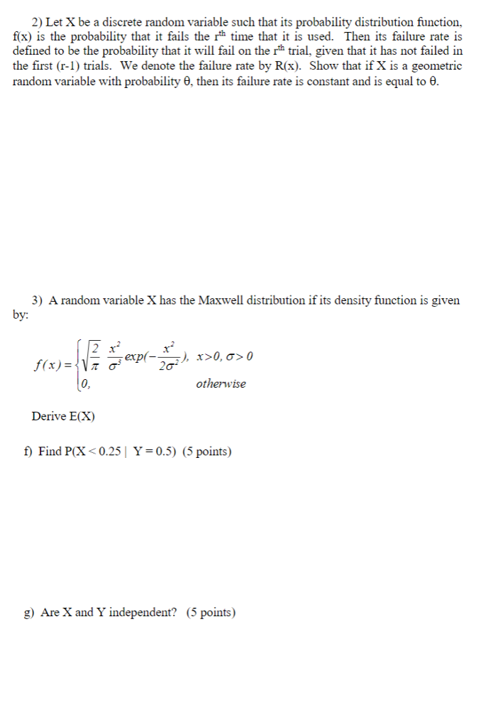 2) Let X be a discrete random variable such that its | Chegg.com