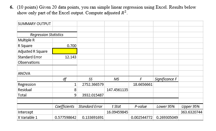 excel linear regression with only certain points