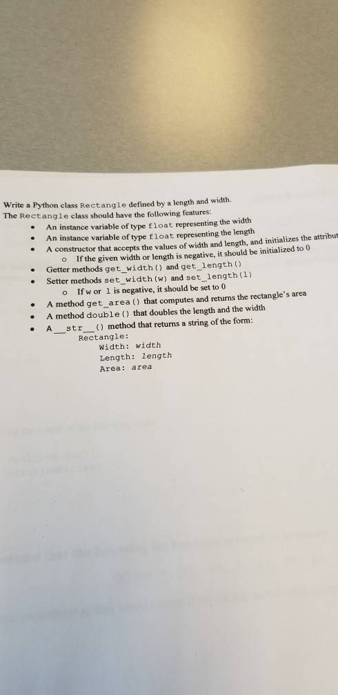 Solved Write a Python class Rectangle defined by a length | Chegg.com