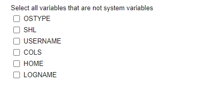 Solved Select all variables that are not system variables | Chegg.com