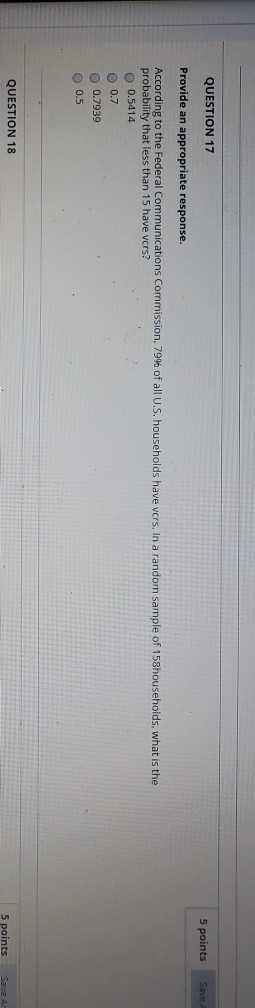Solved QUESTION 17 5 points Save A Provide an appropriate | Chegg.com