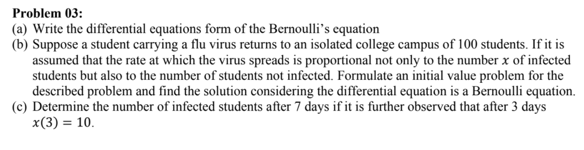 Solved Problem 03: (a) Write the differential equations form | Chegg.com