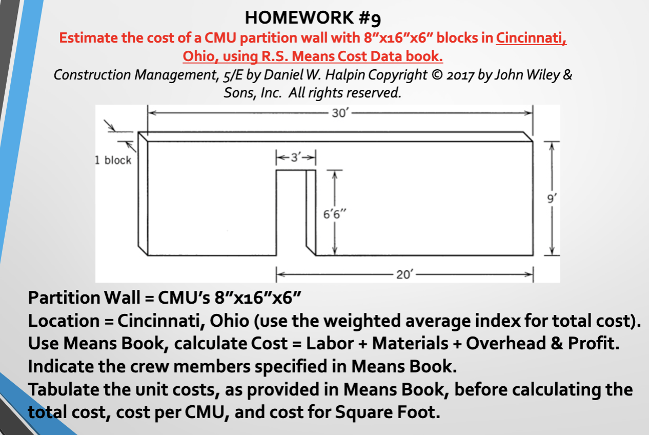 Solved HOMEWORK #9 Estimate the cost of a CMU partition | Chegg.com