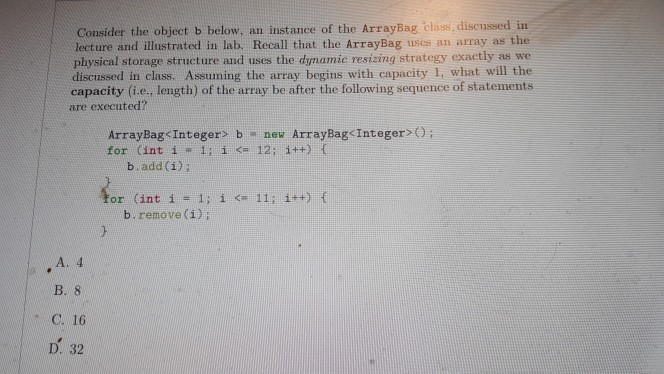 Solved Consider The Object B Below, An Instance Of The | Chegg.com