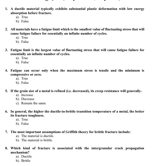 Solved 1. A ductile material typically exhibits substantial