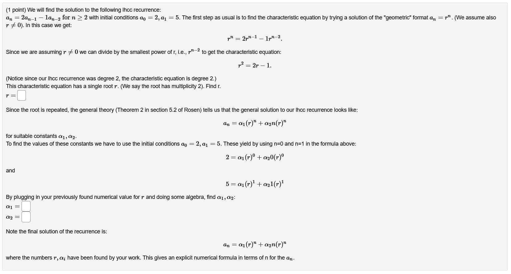 Solved (1 point) We will find the solution to the following | Chegg.com