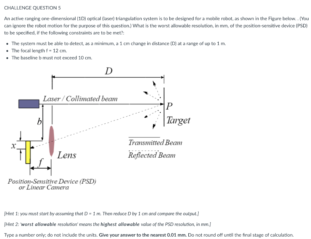 Solved CHALLENGE QUESTION 5 An active ranging | Chegg.com