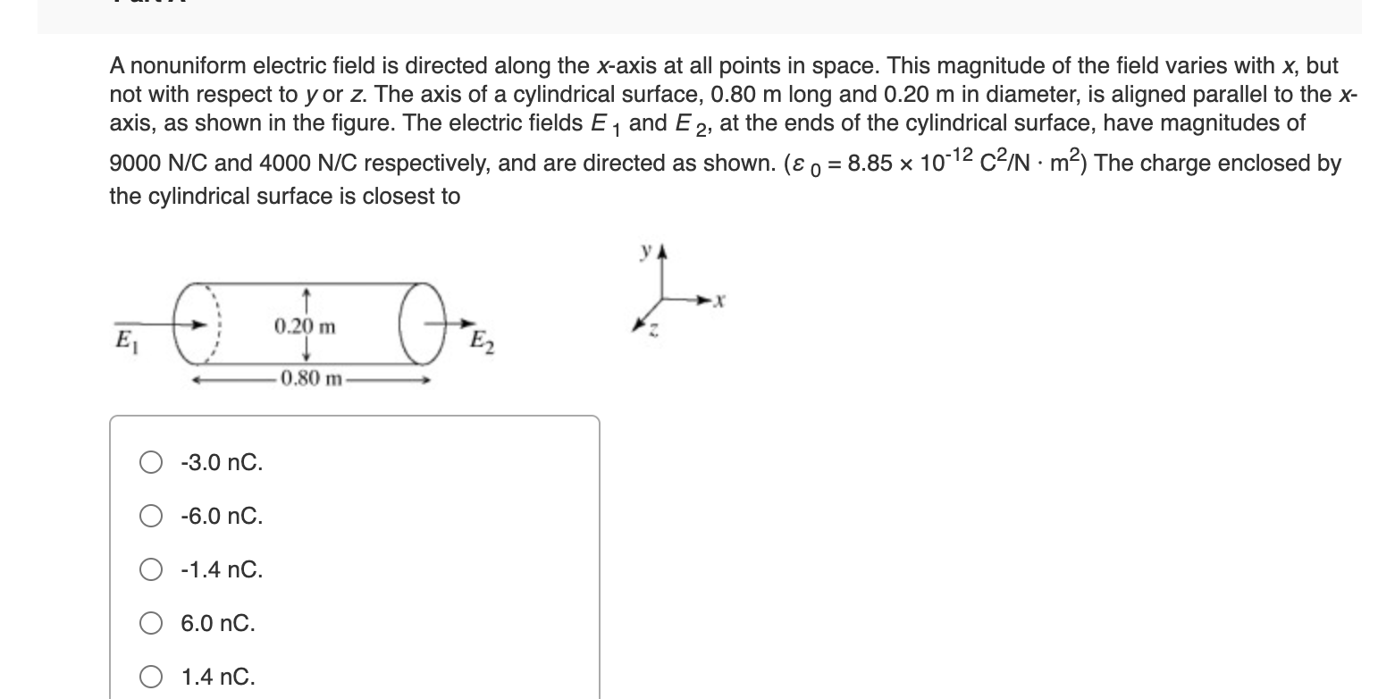 Solved A nonuniform electric field is directed along the | Chegg.com