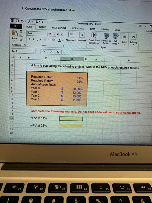Solved Answer with formulas for excel not numbers formula | Chegg.com