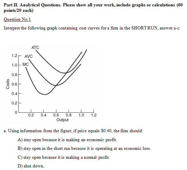 Solved Part II. Analytical Questions. Please show all your | Chegg.com