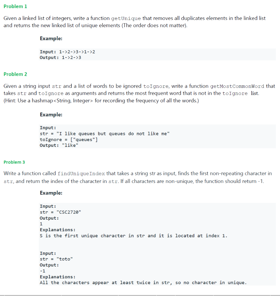 Problem 1 Given a linked list of integers, write a | Chegg.com