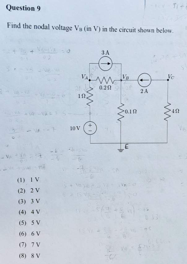 Solved Question 9 Lov Ji Find The Nodal Voltage Vb In Chegg Com