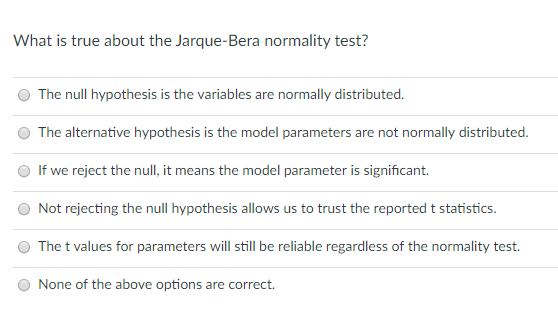 null hypothesis jarque bera test