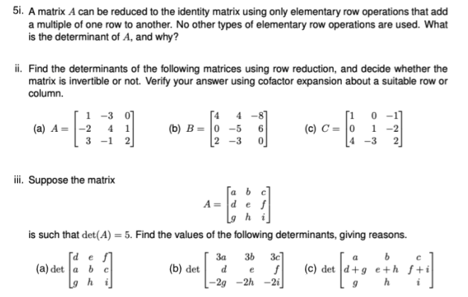 Solved 5i. A matrix A can be reduced to the identity matrix | Chegg.com