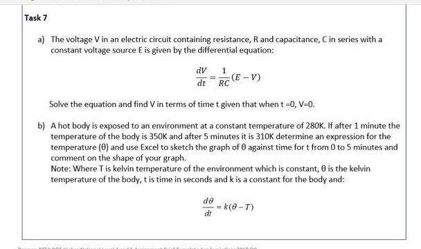 Solved Task 7 a) The voltage Vin an electric circuit | Chegg.com