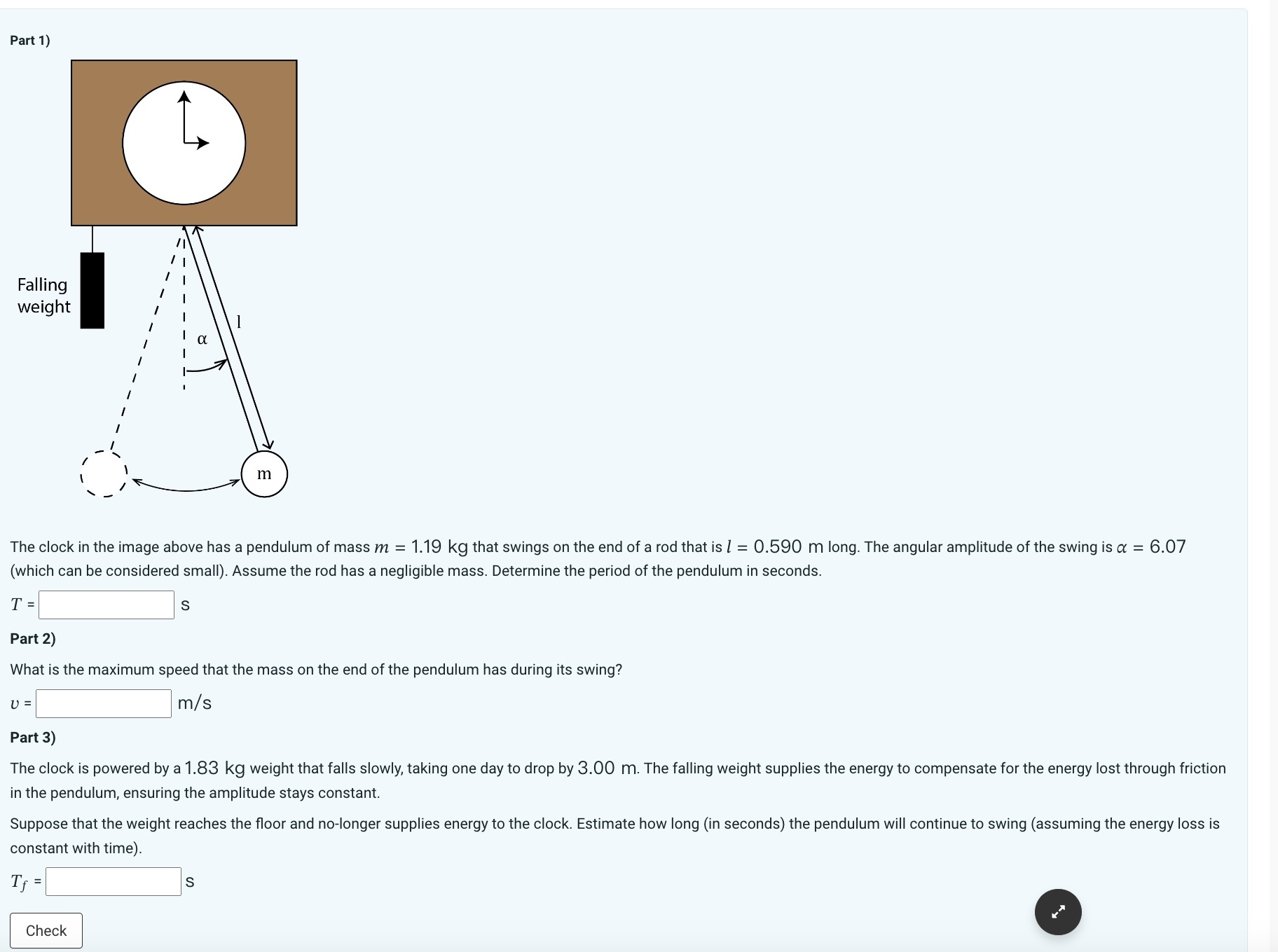 Solved Falling weight The clock in the image above has a | Chegg.com