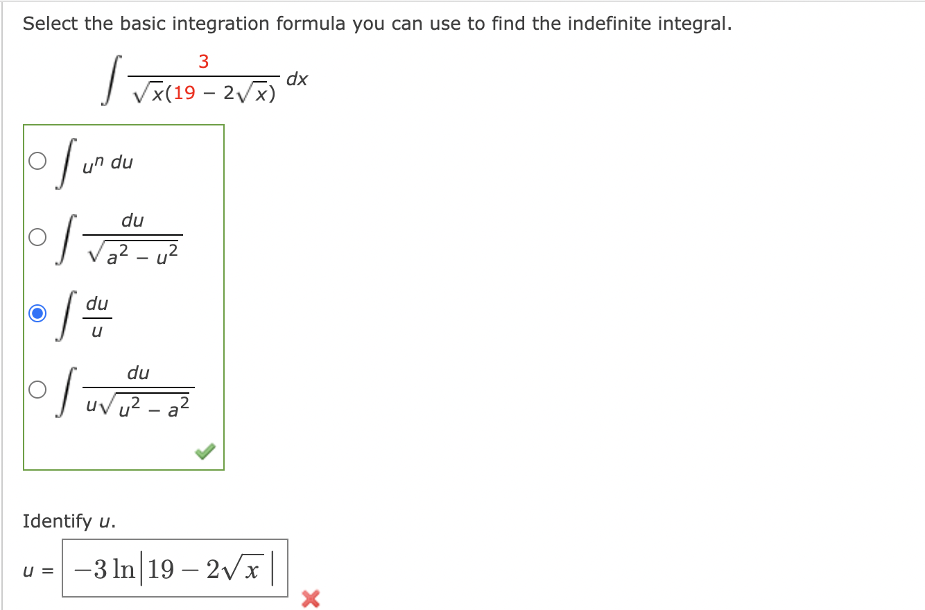 Solved Select the basic integration formula you can use to | Chegg.com