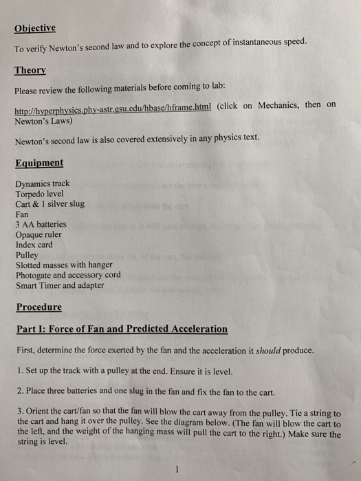 Solved this is a physics lab called newton’s 2nd Law and i | Chegg.com