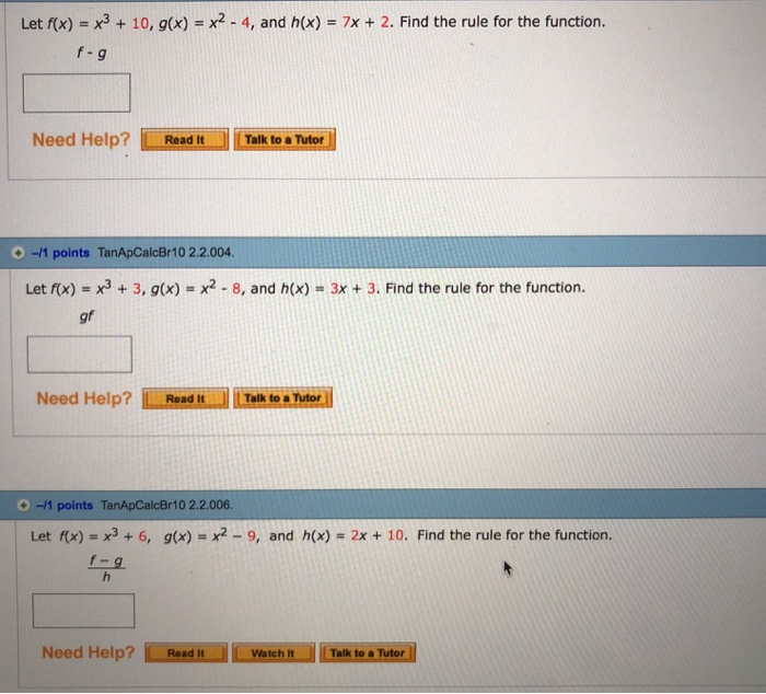 Solved Let F X X3 10 G X X2 4 And H X 7x 2