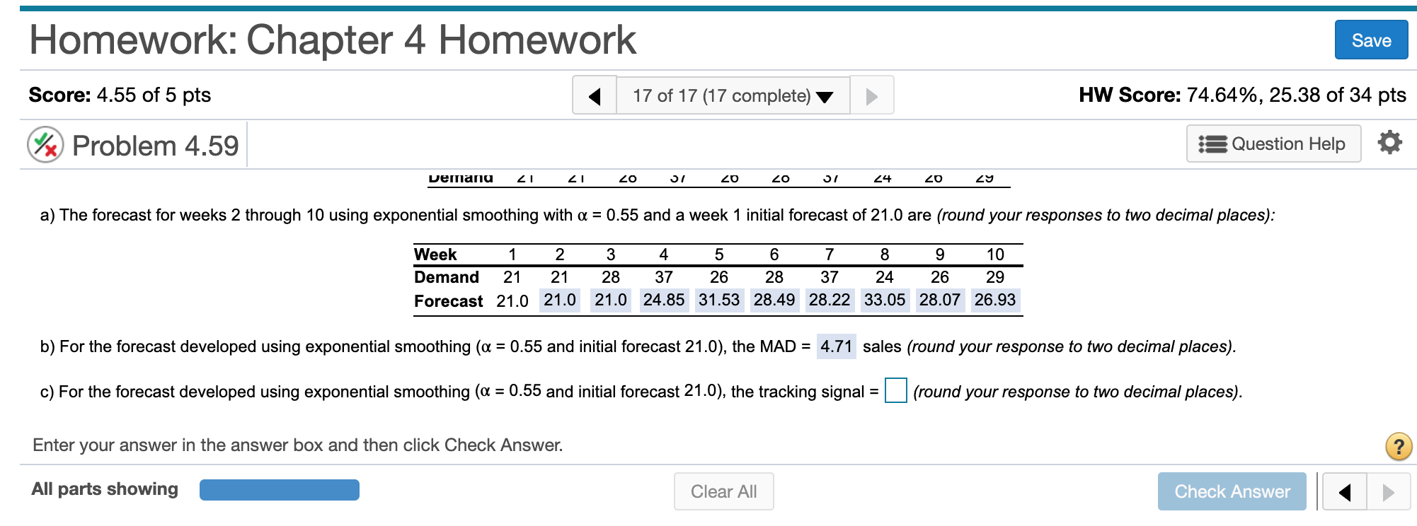 Solved Homework: Chapter 4 Homework Save Score: 4.55 of 5 | Chegg.com