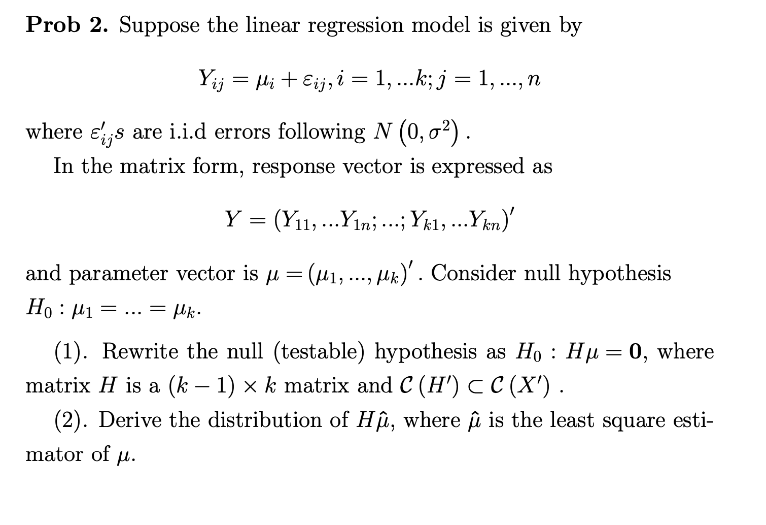 Prob 2 Suppose The Linear Regression Model Is Giv Chegg Com