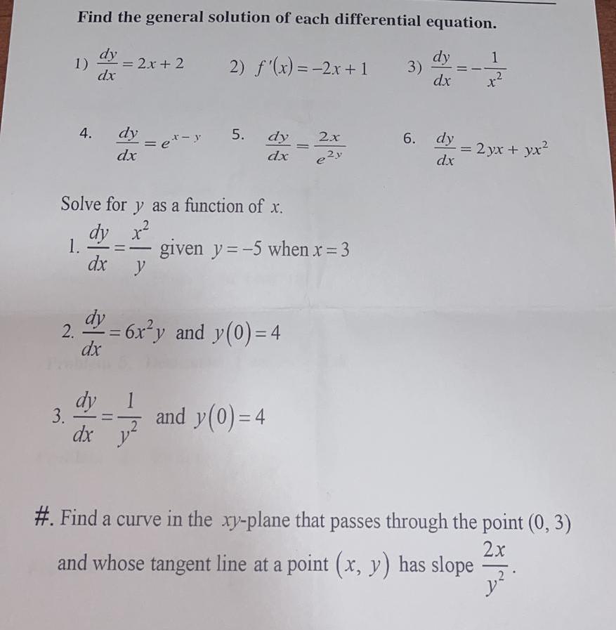 Solved Find the general solution of each differential | Chegg.com