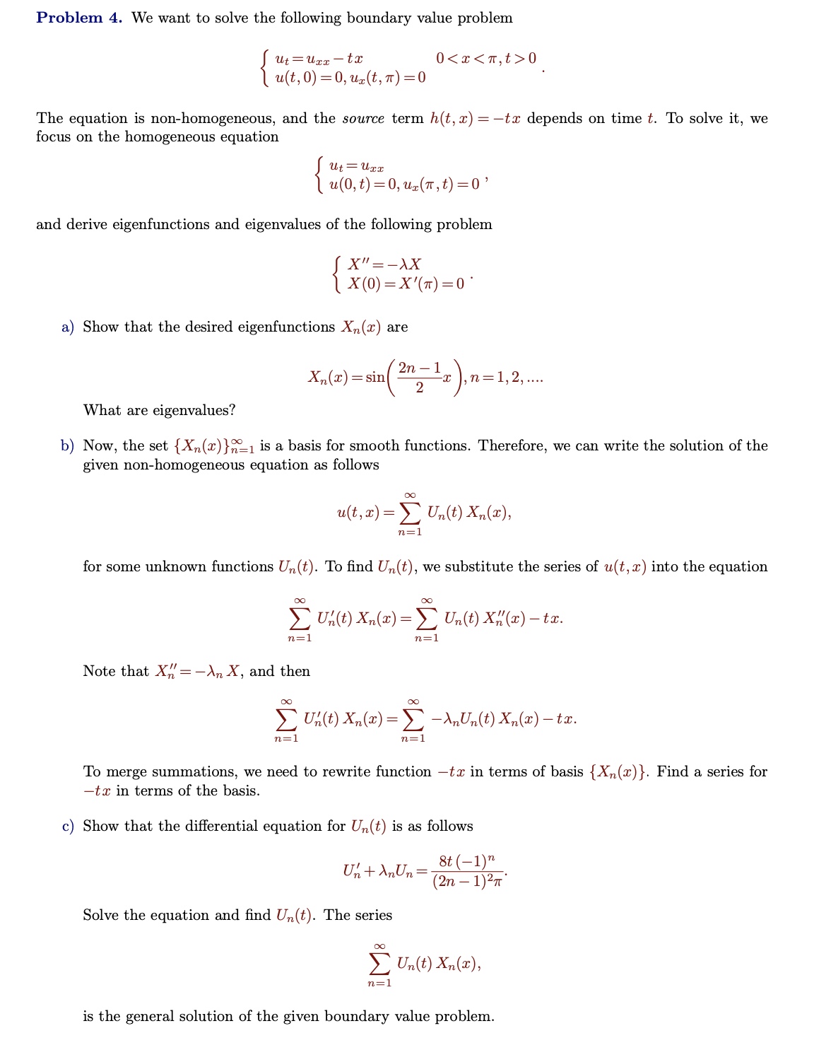 Solved Problem 4. We Want To Solve The Following Boundary | Chegg.com