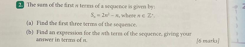 sum of first n terms of sequence