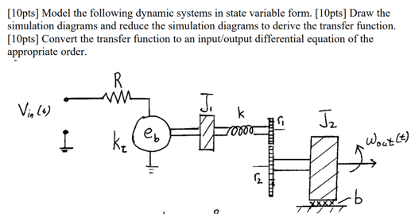 Solved [10pts] Model the following dynamic systems in state | Chegg.com